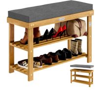 Acaciahout Schoenbank FSC gecertificeerd met zitkussen 90x30x48cm