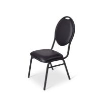 Stapelstoel MILO stalen frame en kunstlederen rug en zitting effen zwart