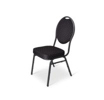 Stapelstoel MILO stalen frame en foam rug en zitting Zwart met gouden puntjes
