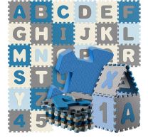 Puzzelmat 86 delig met getallen en letters Blauw