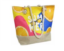 Zomer strandtas 15 x 34 x 59 cm - SUMMER met Bies onderzijde