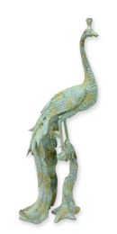 BRONZEN BEELD VAN EEN GROENE PAUW