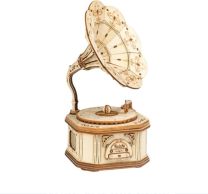 Robotime Grammafoonspeler 3D Houten Puzzel DIY Modelbouw Knutselen