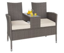 Polyrotan 2 zits Tuinbank Creme 143x55x88cm 