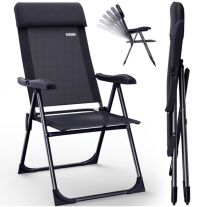 Tuinstoel Aluminium met Hoge Rugleuning Antraciet Set van 2 stuks