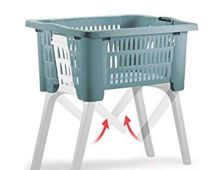 Wasmand op poten blauw 38 liter 39 x 59 x 29 cm kunststof