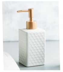 Zeepdispenser / Zeeppompje - Porselein Collectie - Wit - 350ml - Keramiek - 7x7x18cm