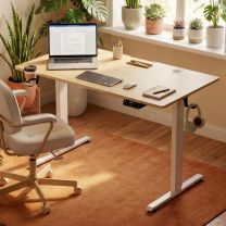 Zit sta bureau Beige 140x60x72-117cm