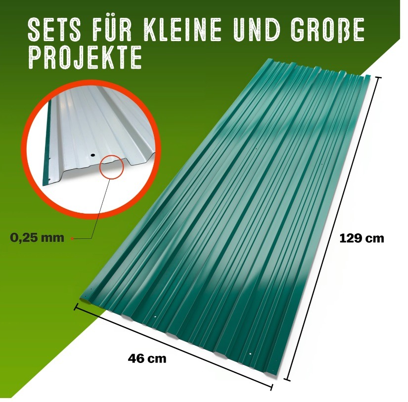 Trapezium\u0020Dakplaten\u002024\u0020Stuks\u0020Groen\u0020129x46cm\u0020voorgeboord Trapezium\u0020Dakplaten\u002024\u0020Stuks\u0020Groen\u0020129x46cm\u0020voorgeboord