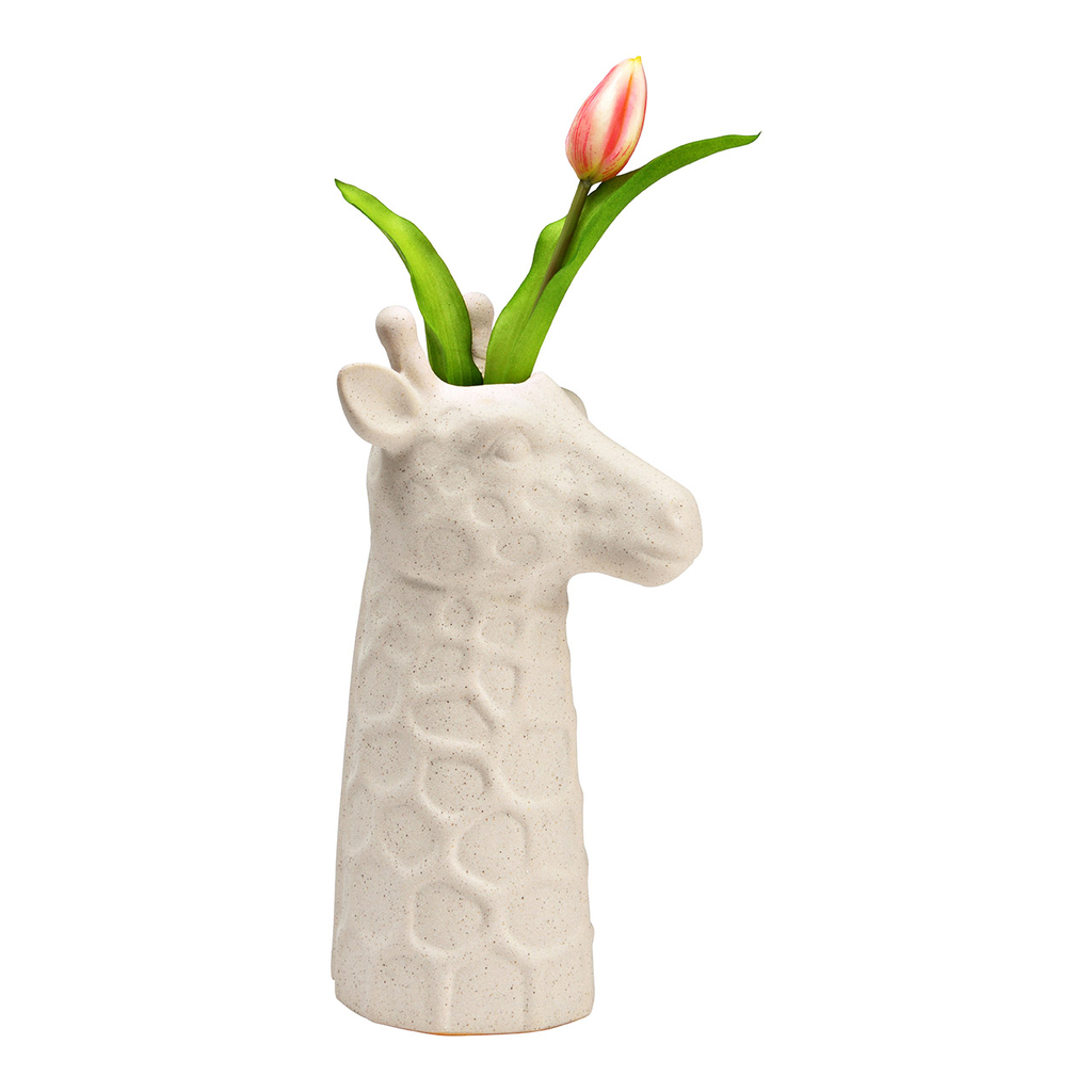 Vaas\u0020Giraffe\u0020Hoofd\u0020Zand\u002DFinish\u0020van\u0020Keramiek,\u0020Wit\u0020\u0028B\u002FH\u002FD\u0029\u002014x26x12cm