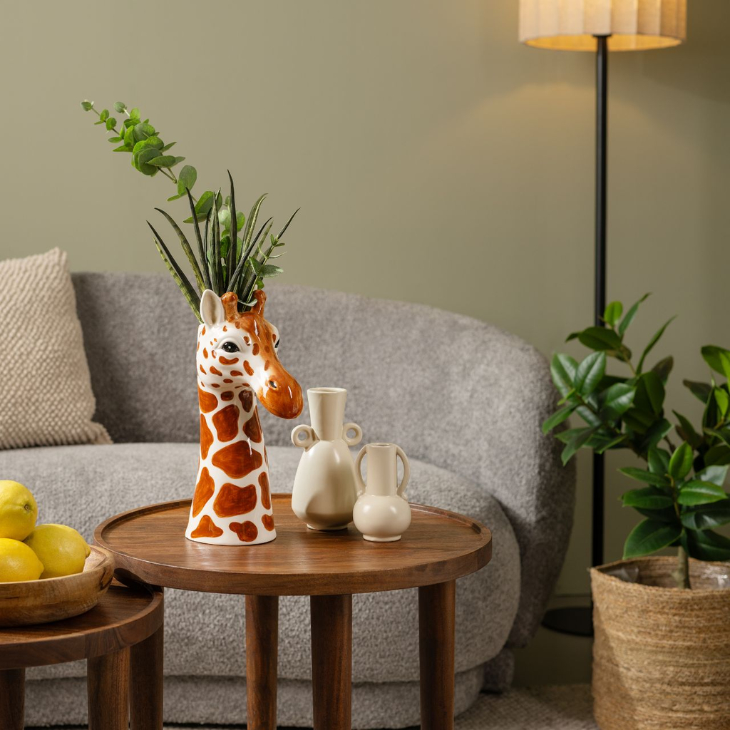 Vaas\u0020Giraffe\u0020Hoofd\u0020van\u0020Keramiek,\u0020Beige\u002FBruin\u0020\u0028B\u002FH\u002FD\u0029\u002011x30x18cm