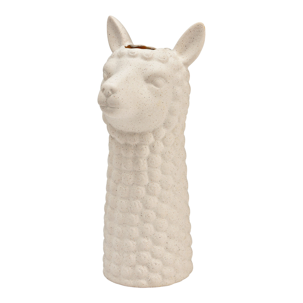 Vaas\u0020Alpaca\u0020Hoofd\u0020Zand\u002DFinish\u0020van\u0020Keramiek,\u0020Wit\u0020\u0028B\u002FH\u002FD\u0029\u002013x27x11cm