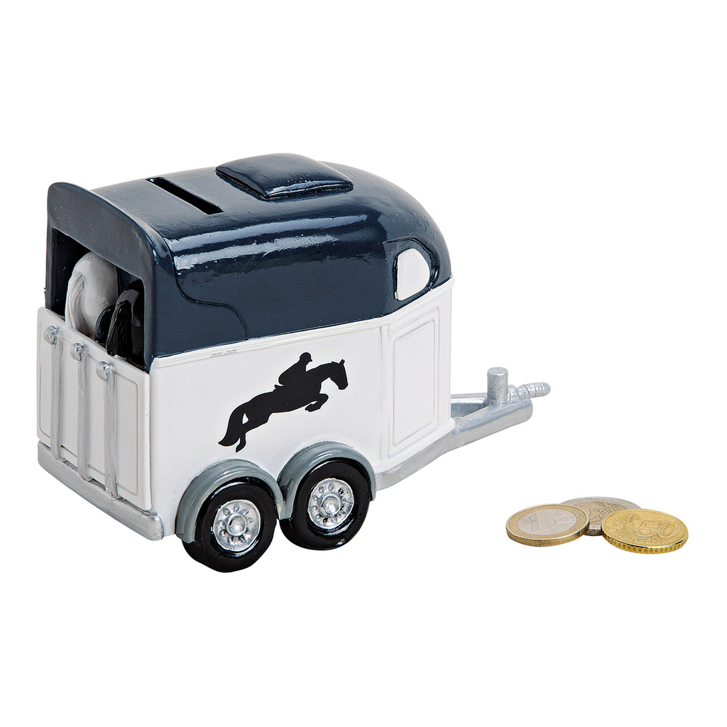 Spaarpot\u0020paardentrailer\u0020van\u0020poly\u0020grijs,\u0020wit\u0020\u0028B\u002FH\u002FD\u0029\u002015x10x9cm