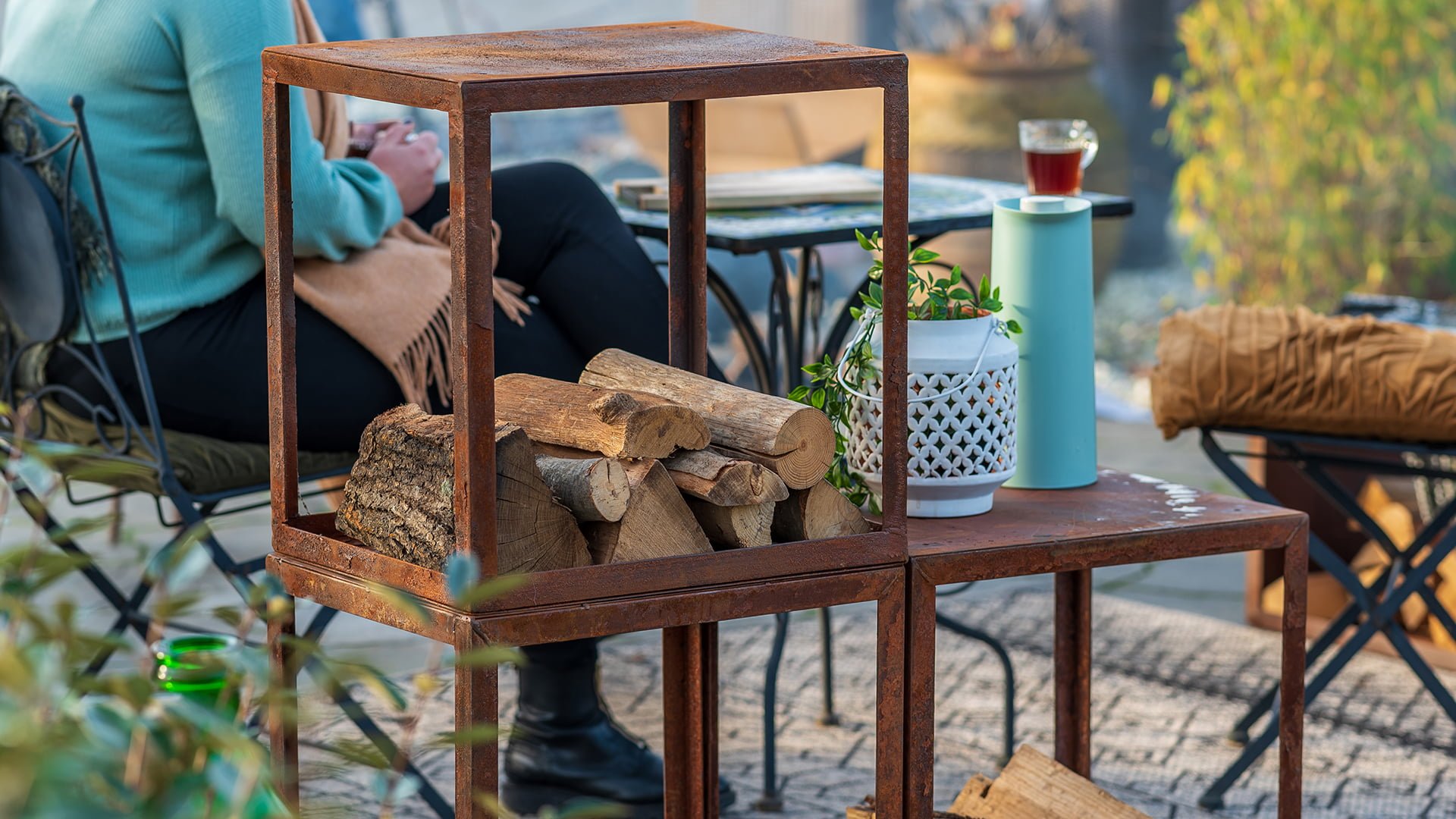 Hodr\u0020Handmade\u0020Houtopslag\u0020box\u002050\u0020cm\u0020vuur\u0020houtblokken\u0020Roest