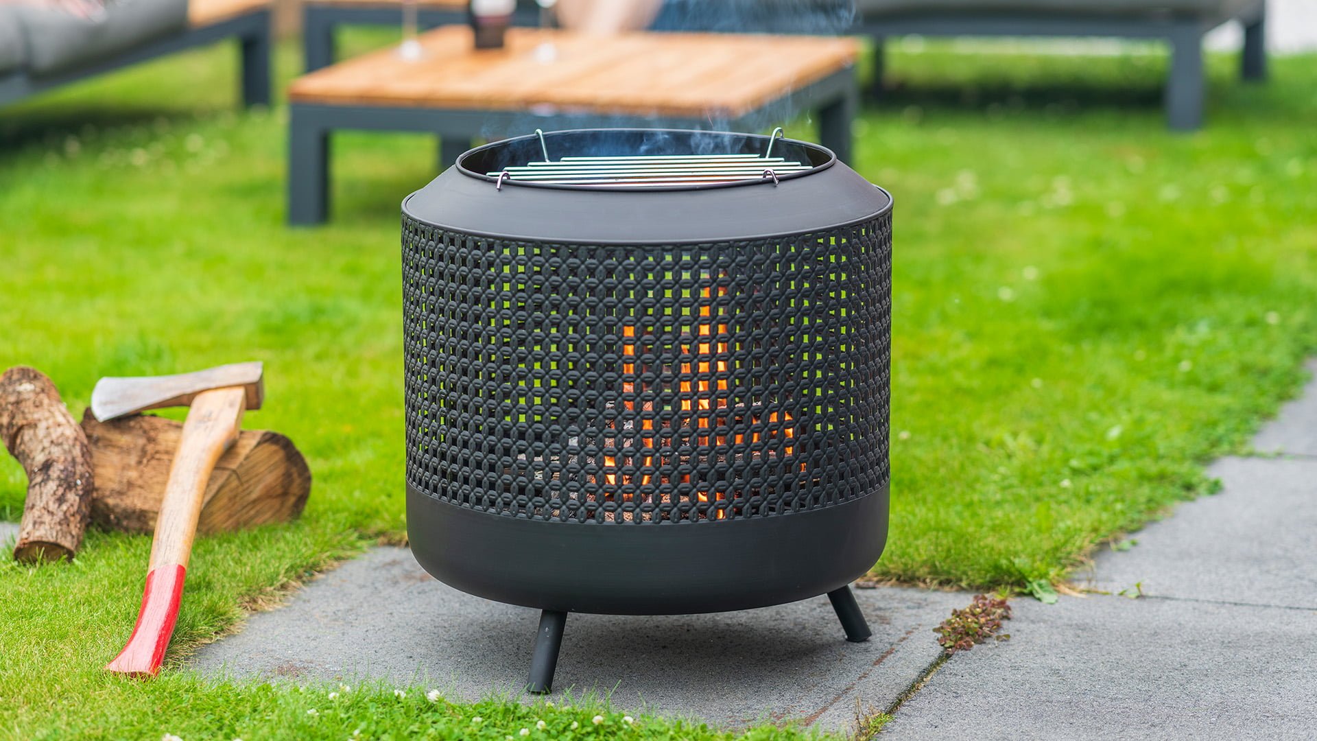 Midland\u0020Vuurschaal\u0020met\u0020grillrooster\u0020met\u0020BBQ\u0020grill\u0020Zwart\u0020Fireplace\u0020Staal\u0020Diameter\u002050cm