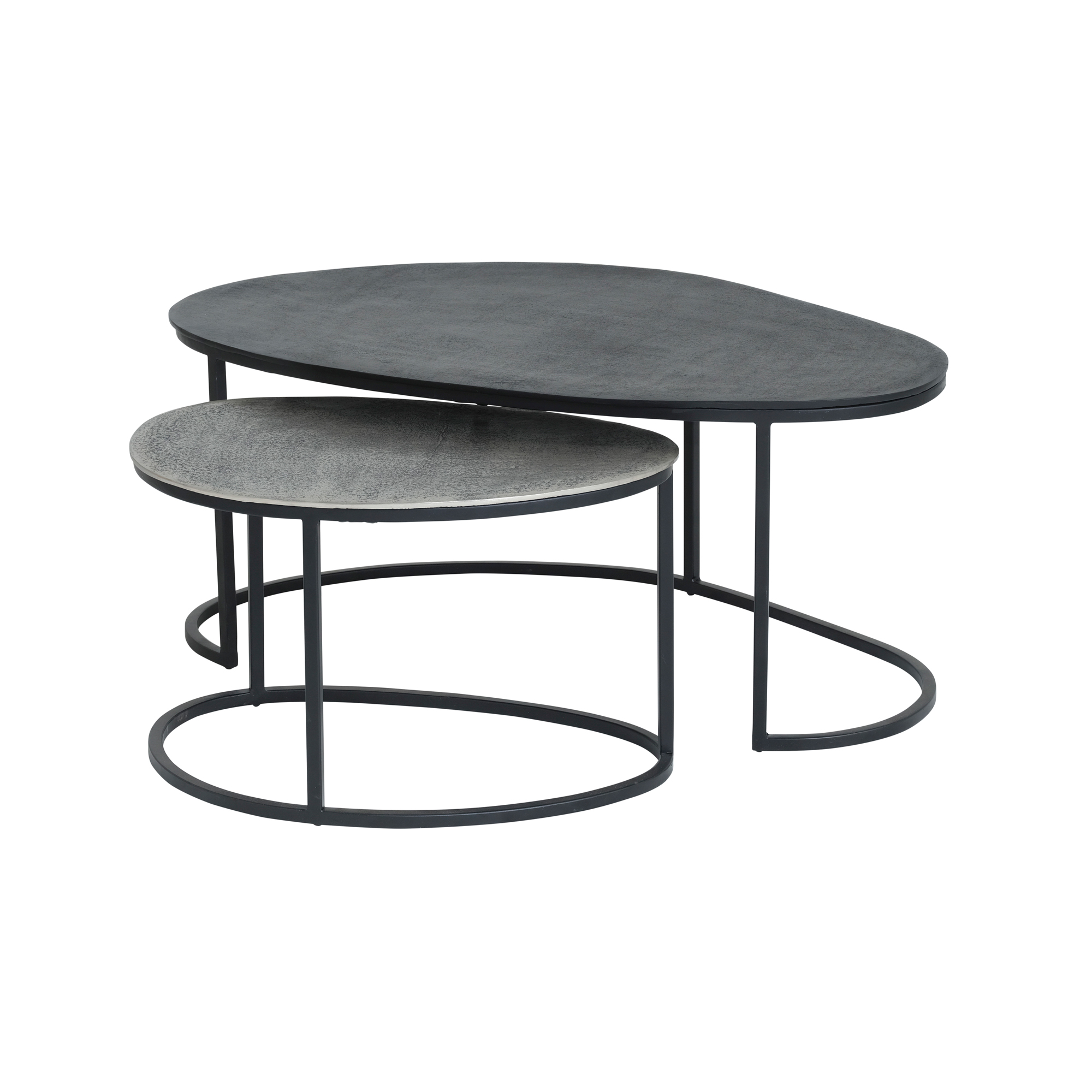 Napa\u0020salontafel,\u0020set\u0020van\u00202,\u0020zwart\u0020\u002F\u0020antiek\u0020zilver