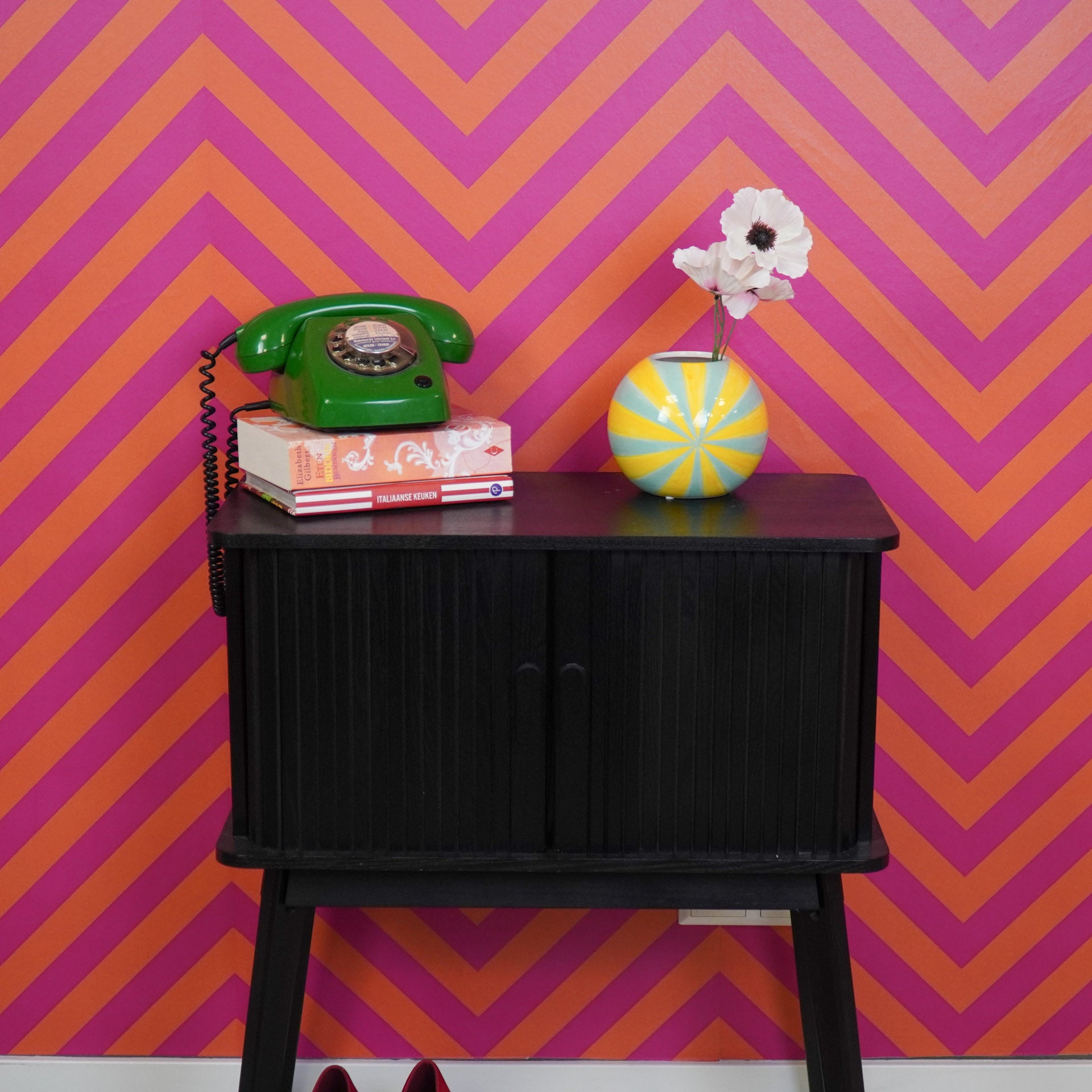 Vaas\u0020\u002D\u0020Bloemenvaas\u0020Swirl\u0020\u002D\u0020Geel\u002FMintgroen\u0020\u002D\u002015x15x15cm
