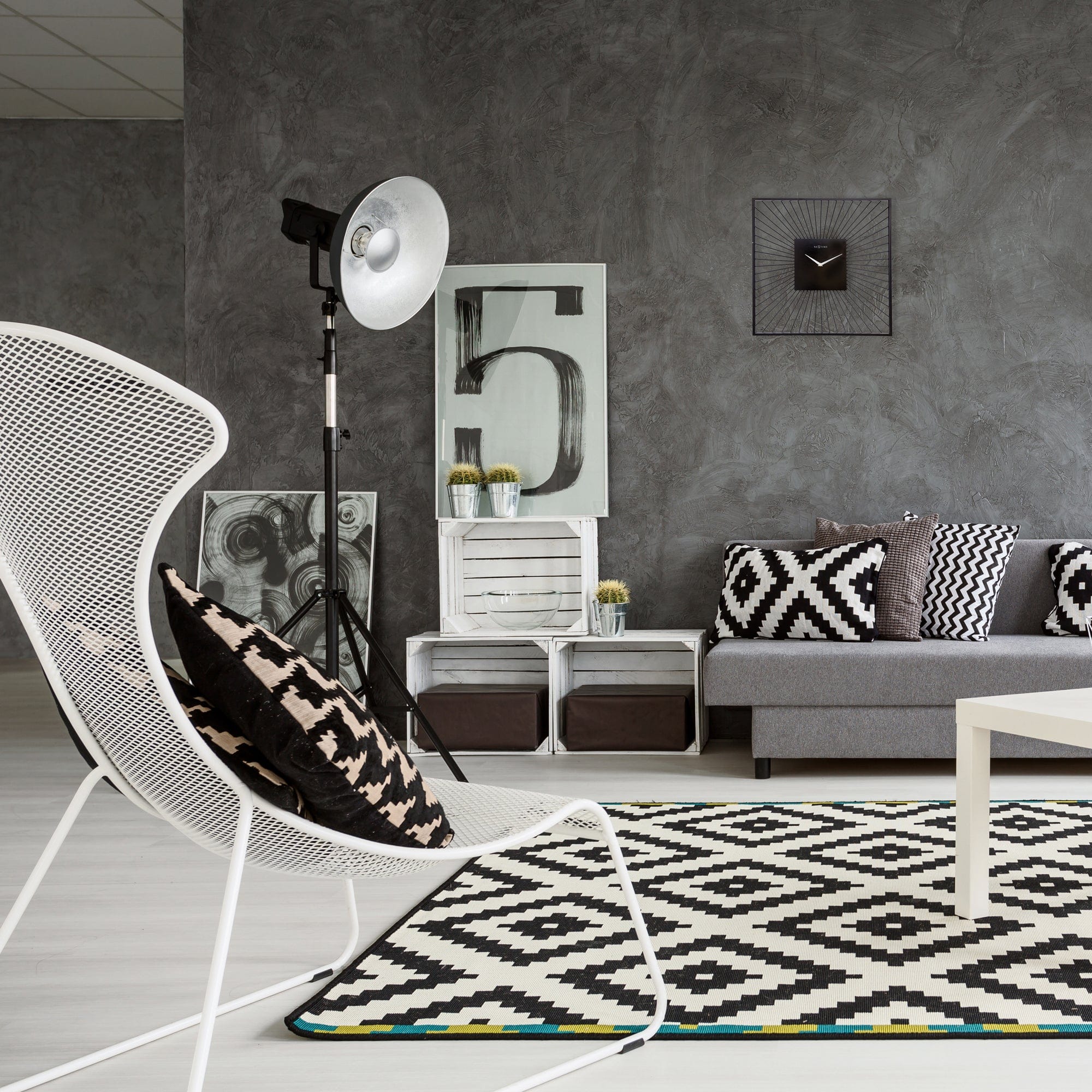 Wandklok\u002045x45x15cm\u0020\u002D\u0020Geruisloos\u0020\u002D\u0020Zwart\u0020\u002D\u0020Metaal\u0020\u002D\u0020\u0022Vasco\u0020Square\u0022