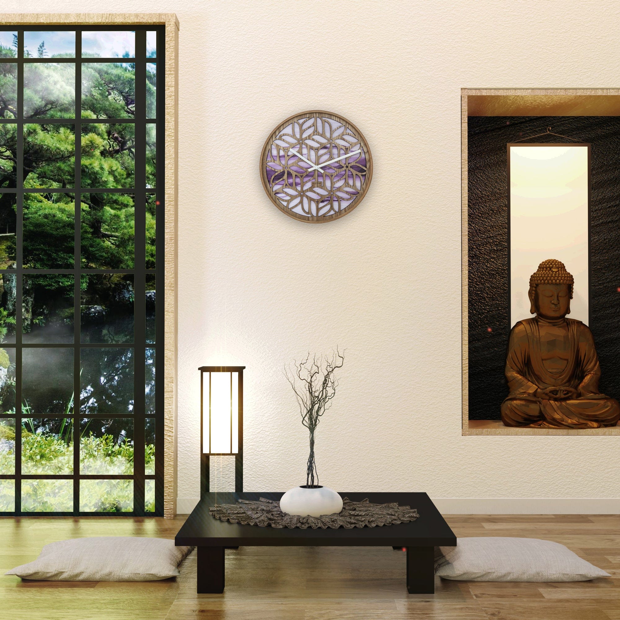 Wandklok\u002040\u0020cm\u0020\u002D\u0020Geruisloos\u0020\u002D\u0020Paars\u0020\u002D\u0020Hout\u0020\u002D\u0020\u0022Yogi\u0022