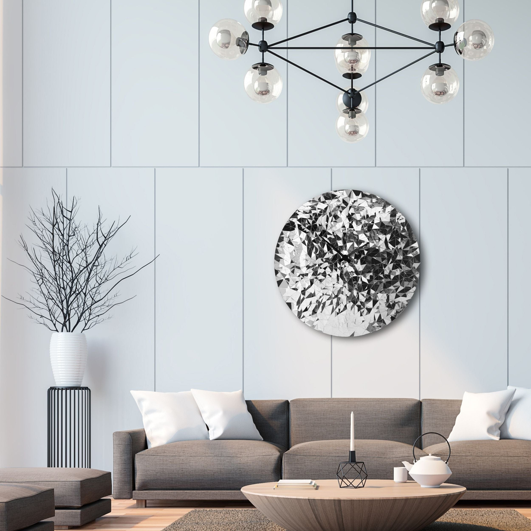 Wandklok\u002080cm\u002DStil\u002DChroom\u002DRoestvrij\u0020staal\u002DNeXtime\u0020\u0027Fragments\u0027