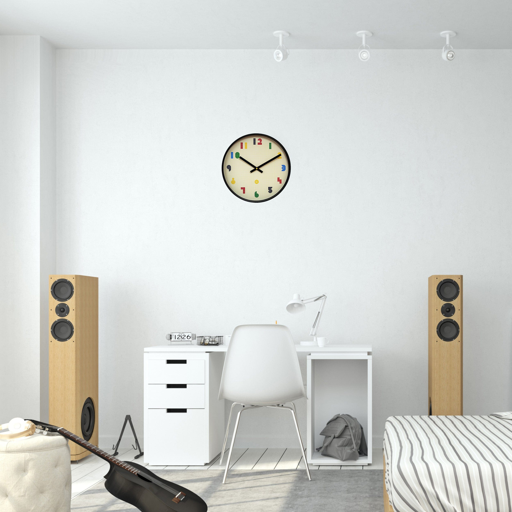 Wandklok\u002035\u0020cm\u0020\u002D\u0020Stil\u0020\u002D\u0020Zwart\u002FMultikleurig\u0020\u002D\u0020ABS\u0020\u002D\u0020nXt\u0020\u0027Bit\u0027