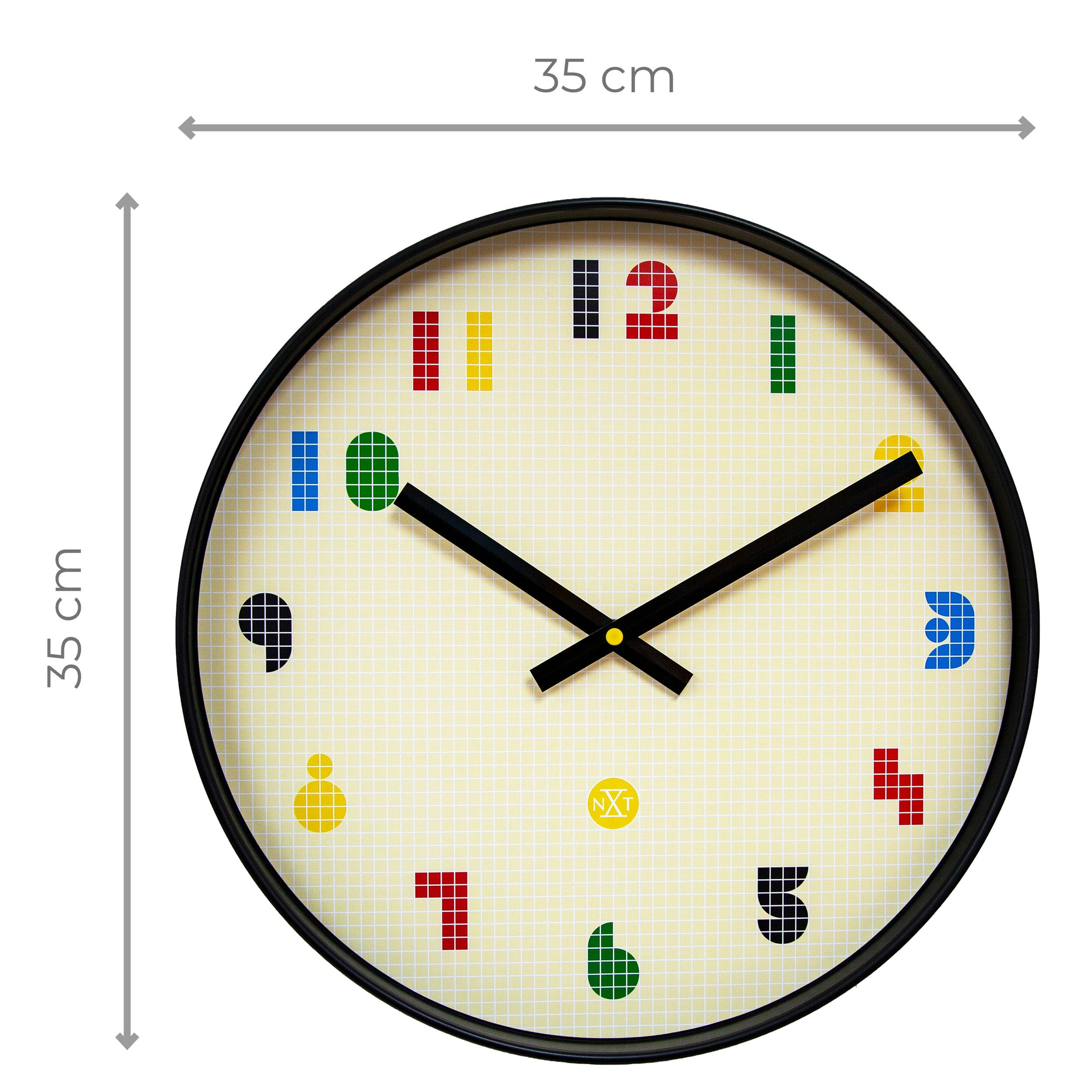 Wandklok\u002035\u0020cm\u0020\u002D\u0020Stil\u0020\u002D\u0020Zwart\u002FMultikleurig\u0020\u002D\u0020ABS\u0020\u002D\u0020nXt\u0020\u0027Bit\u0027