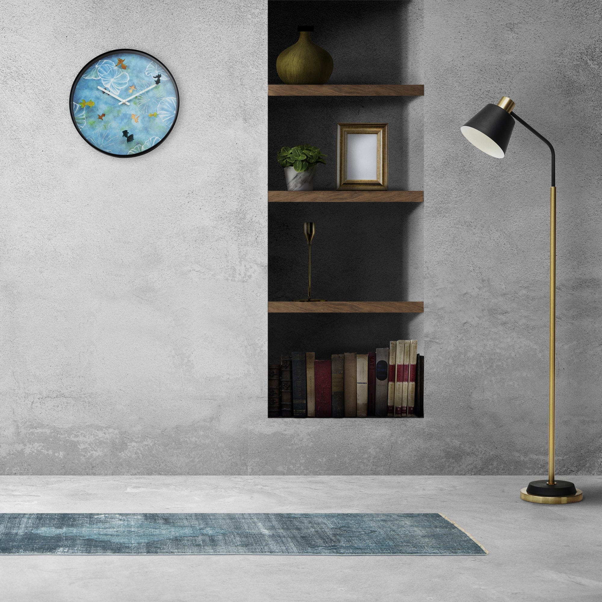 Wandklok\u002030\u0020cm\u0020\u002D\u0020Stil\u0020\u002D\u0020Blauw\u0020\u002D\u0020Plastic\u0020\u002D\u0020\u0022Pond\u0022