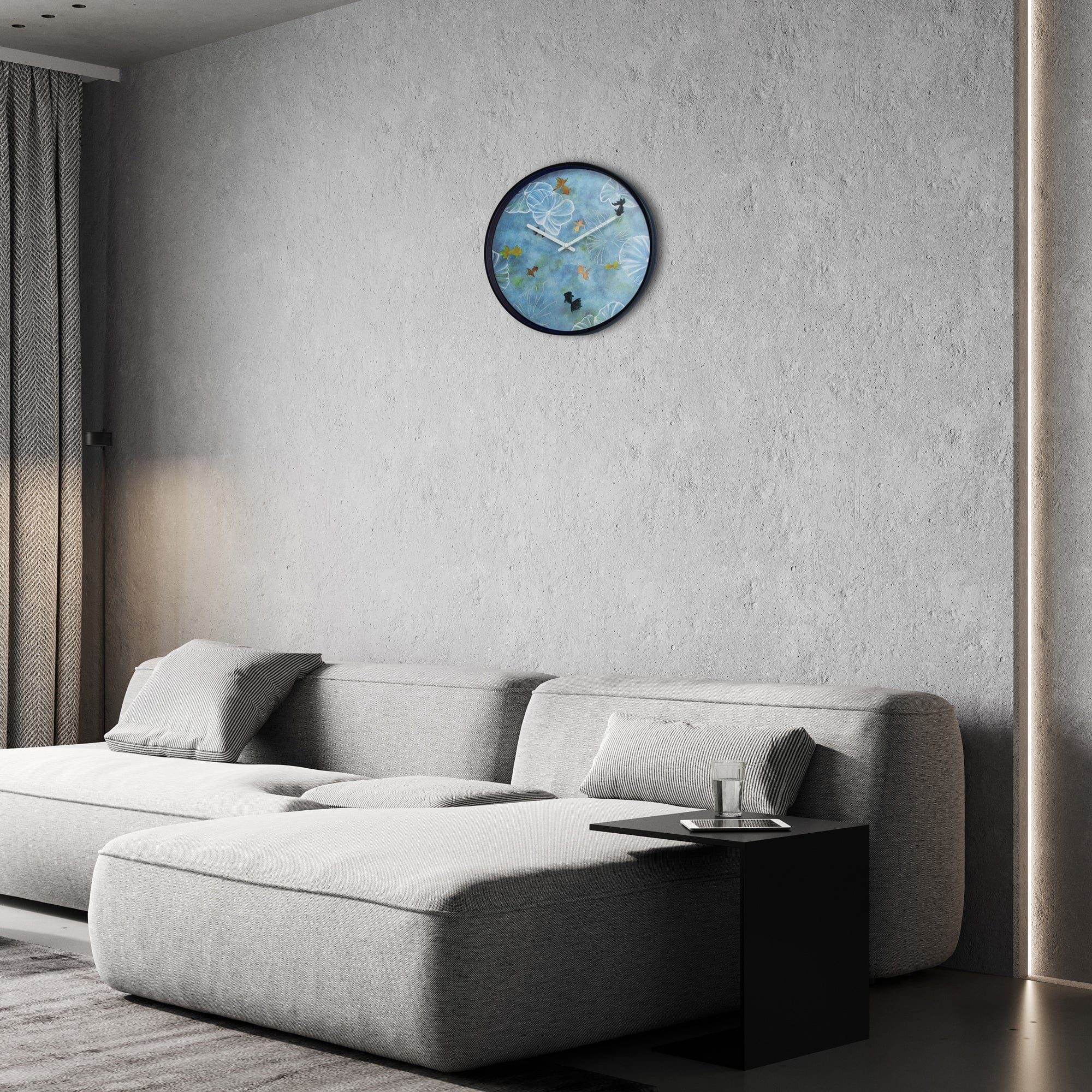 Wandklok\u002030\u0020cm\u0020\u002D\u0020Stil\u0020\u002D\u0020Blauw\u0020\u002D\u0020Plastic\u0020\u002D\u0020\u0022Pond\u0022