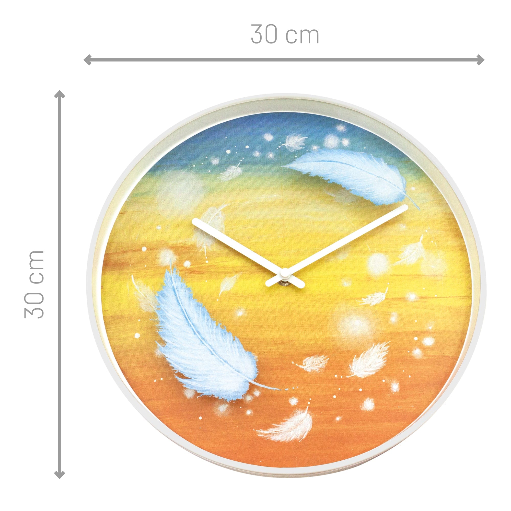 Wandklok\u002030\u0020cm\u0020\u002D\u0020Geruisloos\u0020\u002D\u0020Meerkleurig\u0020\u002D\u0020Plastic\u0020\u002D\u0020\u0022Veren\u0022