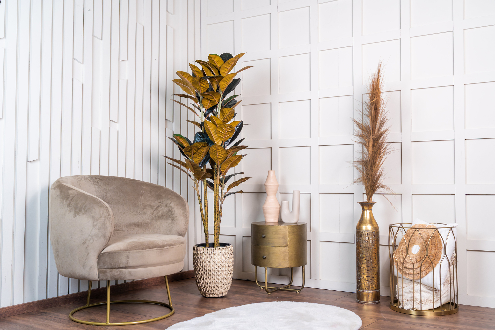 Rubberboom\u0020kunstplant\u0020160\u0020cm\u0020\u002D\u0020Ficus\u0020elastica\u0020met\u00203\u0020stammen