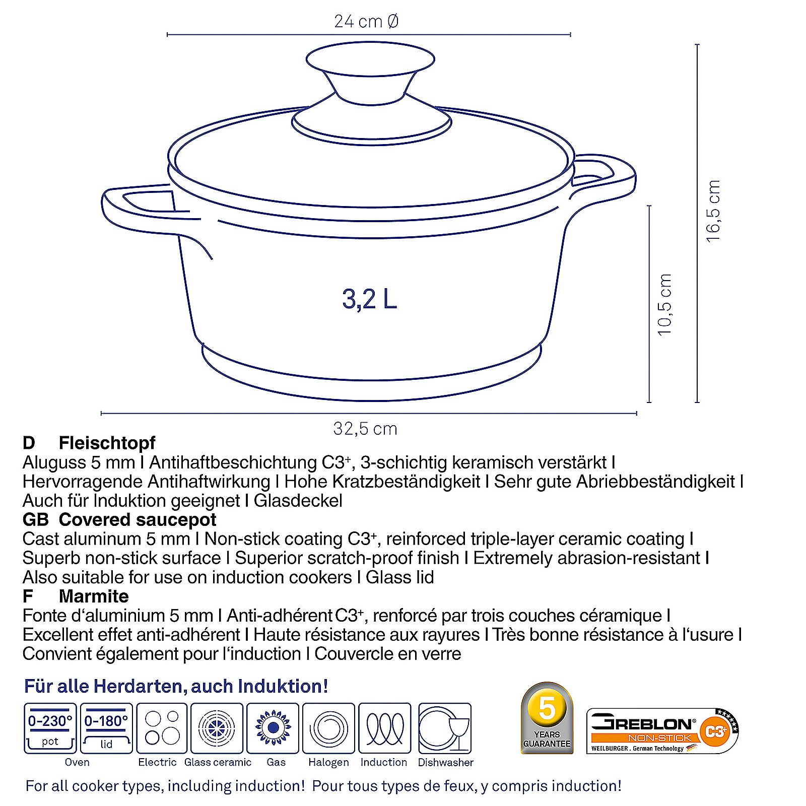 Kerros\u0020Braadpan\u0020met\u0020Deksel\u00203,2\u0020liter