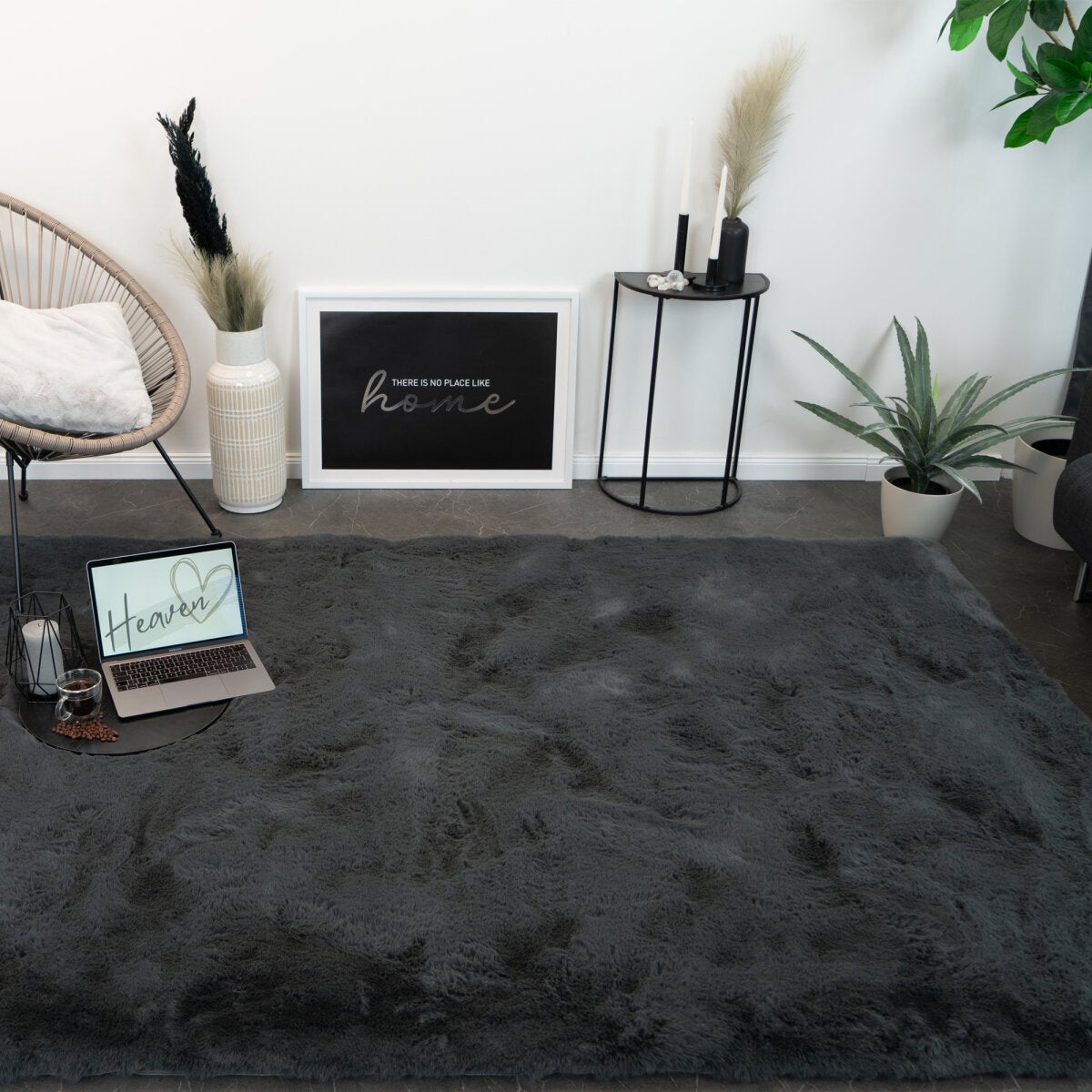 KNUFFEL\u0020Pluizig\u0020Rechthoek\u0020vloerkleed\u0020antraciet\u0020\u2013\u0020hoogpolig\u0020donkergrijs\u0020tapijt,\u0020extra\u0020zacht