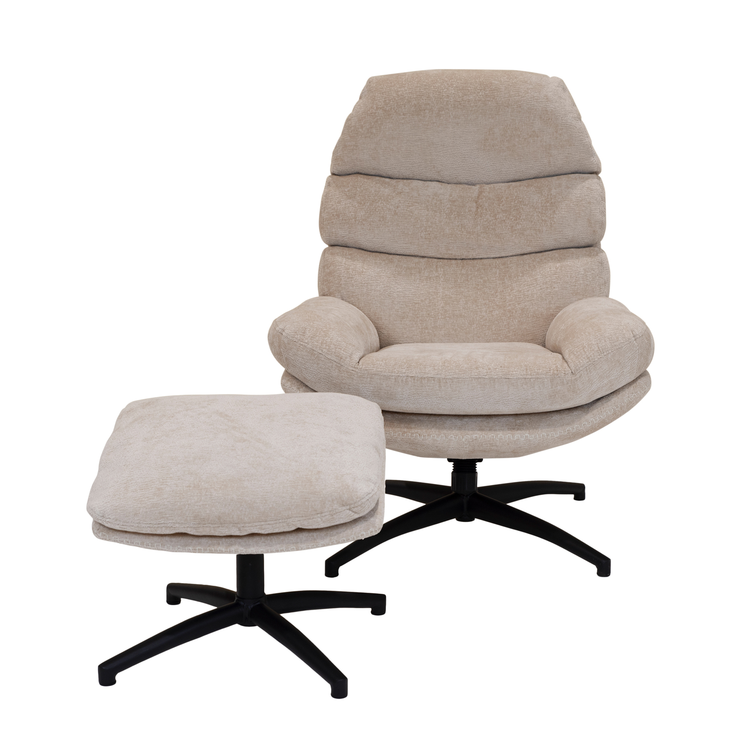 Draaibare\u0020relaxfauteuil\u0020met\u0020voetenbank\u0020in\u0020zachte\u0020beige\u0020stof Draaibare\u0020relaxfauteuil\u0020met\u0020voetenbank\u0020in\u0020zachte\u0020beige\u0020stof