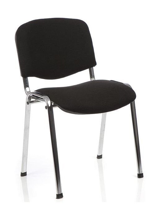 Vergader\u002Dkantinestoel\u0020ISO,\u0020zwart,\u0020semi\u002Dleer,\u0020chroom