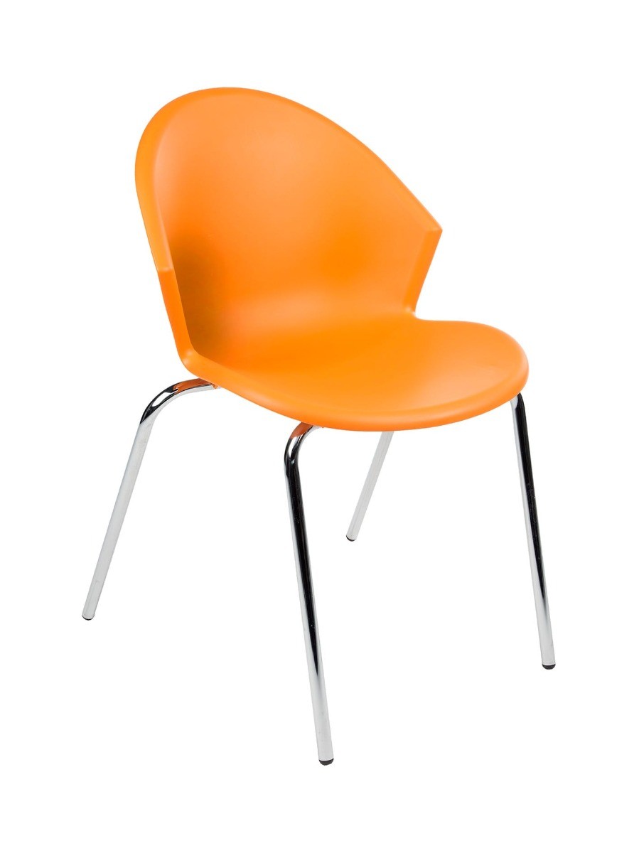 Kantinestoel\u0020SMILE\u0020\u002D\u0020oranje\u0020chroomframe