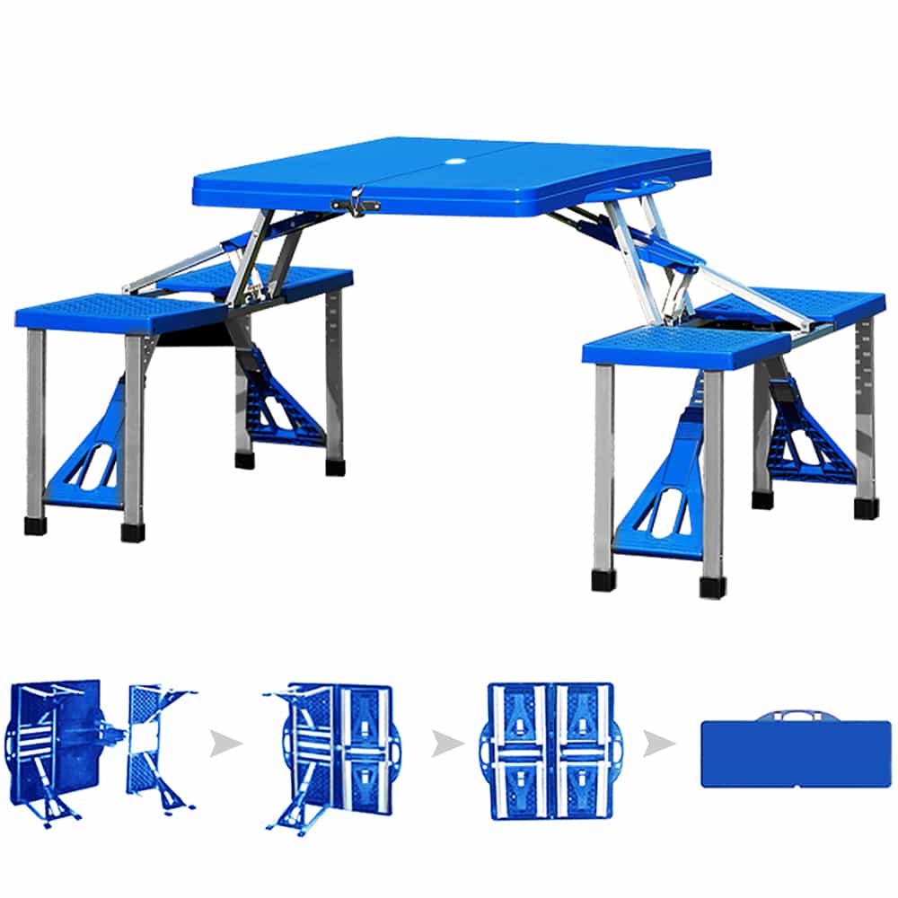 Campingtafel\u0020Blauw\u0020Zilver\u0020Aluminium\u0020Kunststof\u0020137x85x65cm