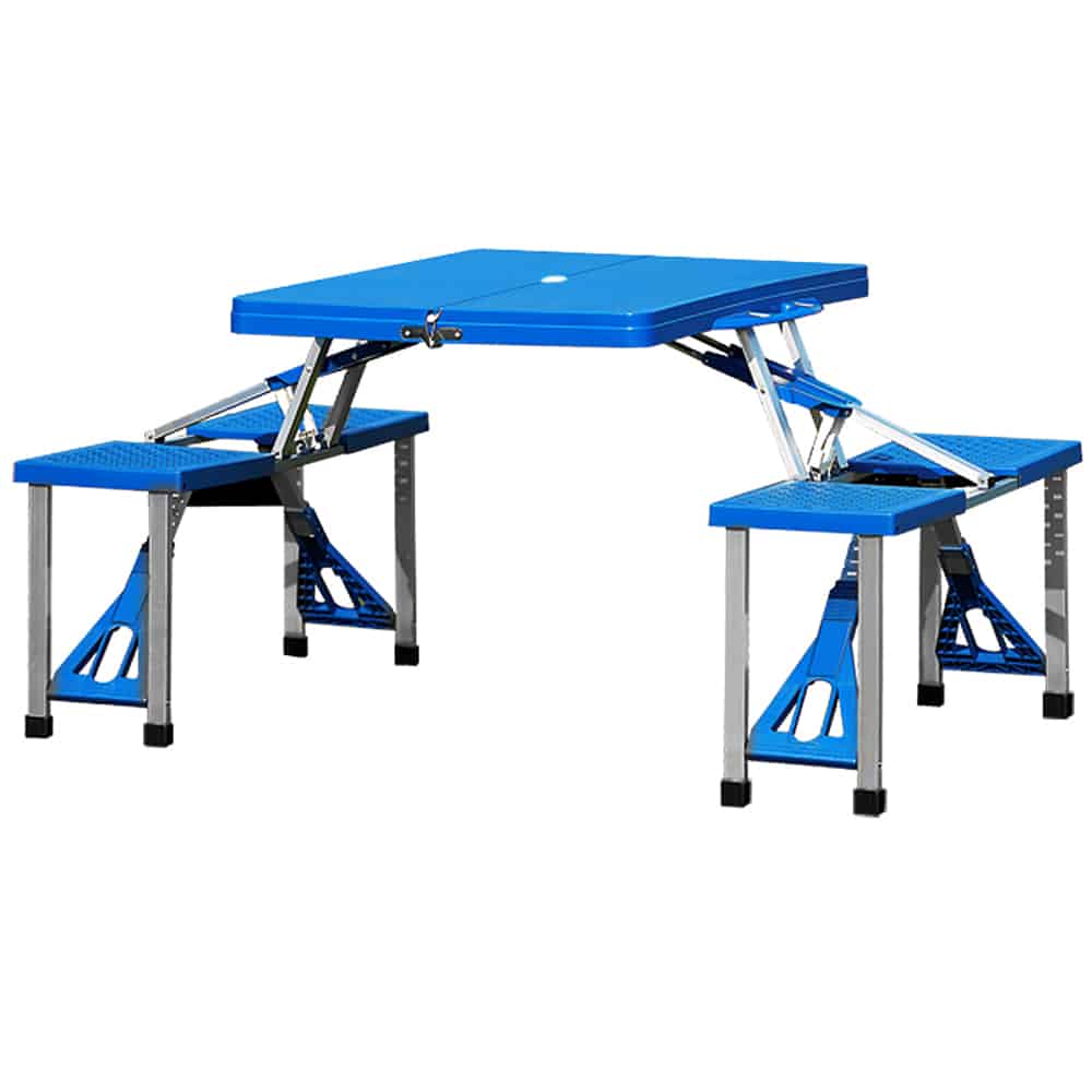 Campingtafel\u0020Blauw\u0020Zilver\u0020Aluminium\u0020Kunststof\u0020137x85x65cm