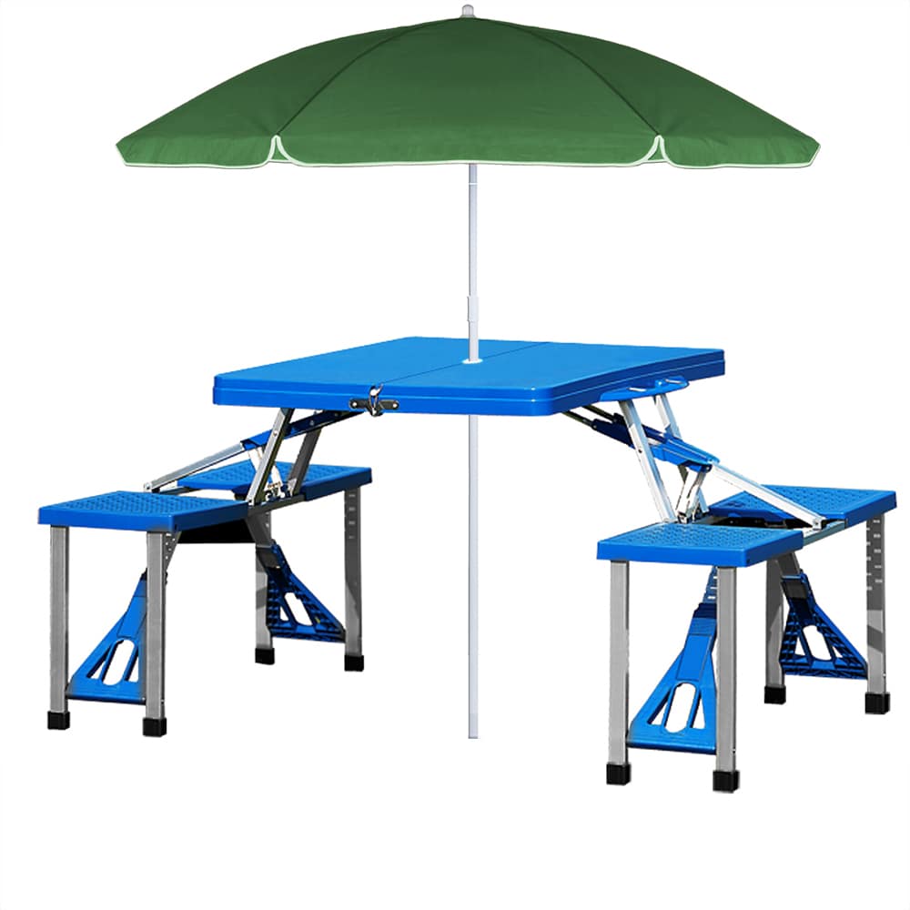 Campingtafel\u0020Blauw\u0020Zilver\u0020Aluminium\u0020Kunststof\u0020137x85x65cm
