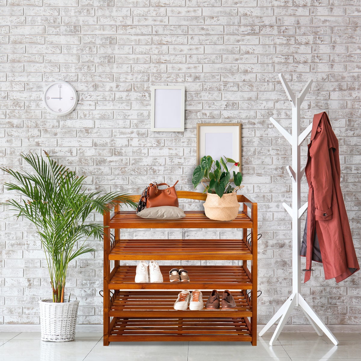 Schoenenrek\u0020Bruin\u0020Acaciahout\u002075x26x82cm