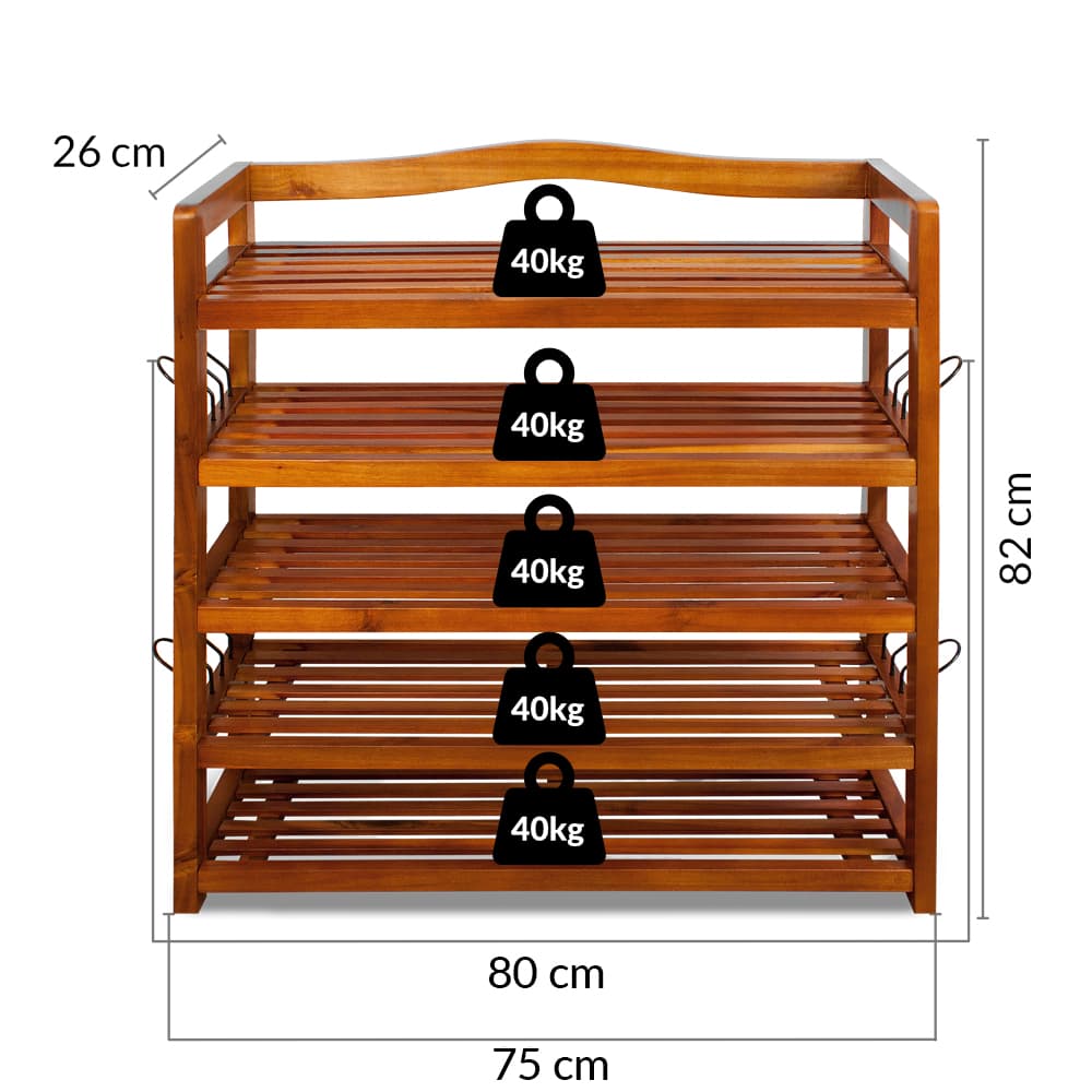 Schoenenrek\u0020Bruin\u0020Acaciahout\u002075x26x82cm