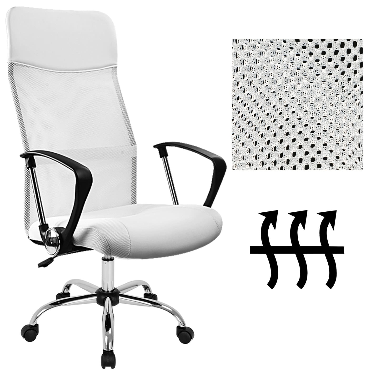 Ergonomische\u0020Bureaustoel\u0020Wit\u0020Kunstleer\u0020122x51x52cm Ergonomische\u0020Bureaustoel\u0020Wit\u0020Kunstleer\u0020122x51x52cm