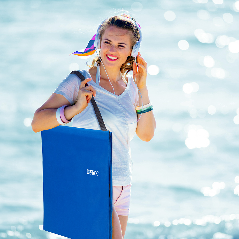 Strandmat\u0020met\u0020Rugleuning\u0020en\u0020Kussen\u0020158cm\u0020x\u002056cm\u0020blauw