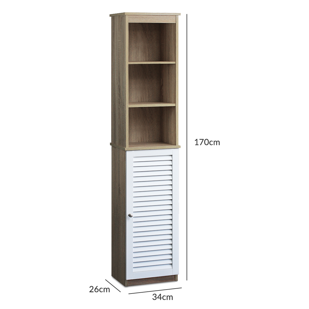 Badkamer\u0020Hoge\u0020Kast\u0020met\u0020170x34x26cm\u0020in\u0020bruin\u002Dwit