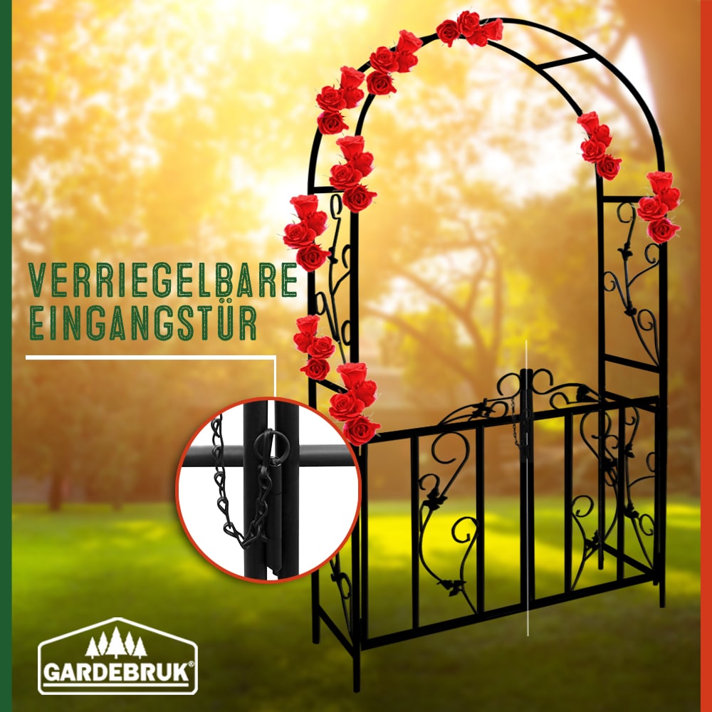 Rozenboog\u0020Zwart\u0020Metaal\u0020225x115x37cm