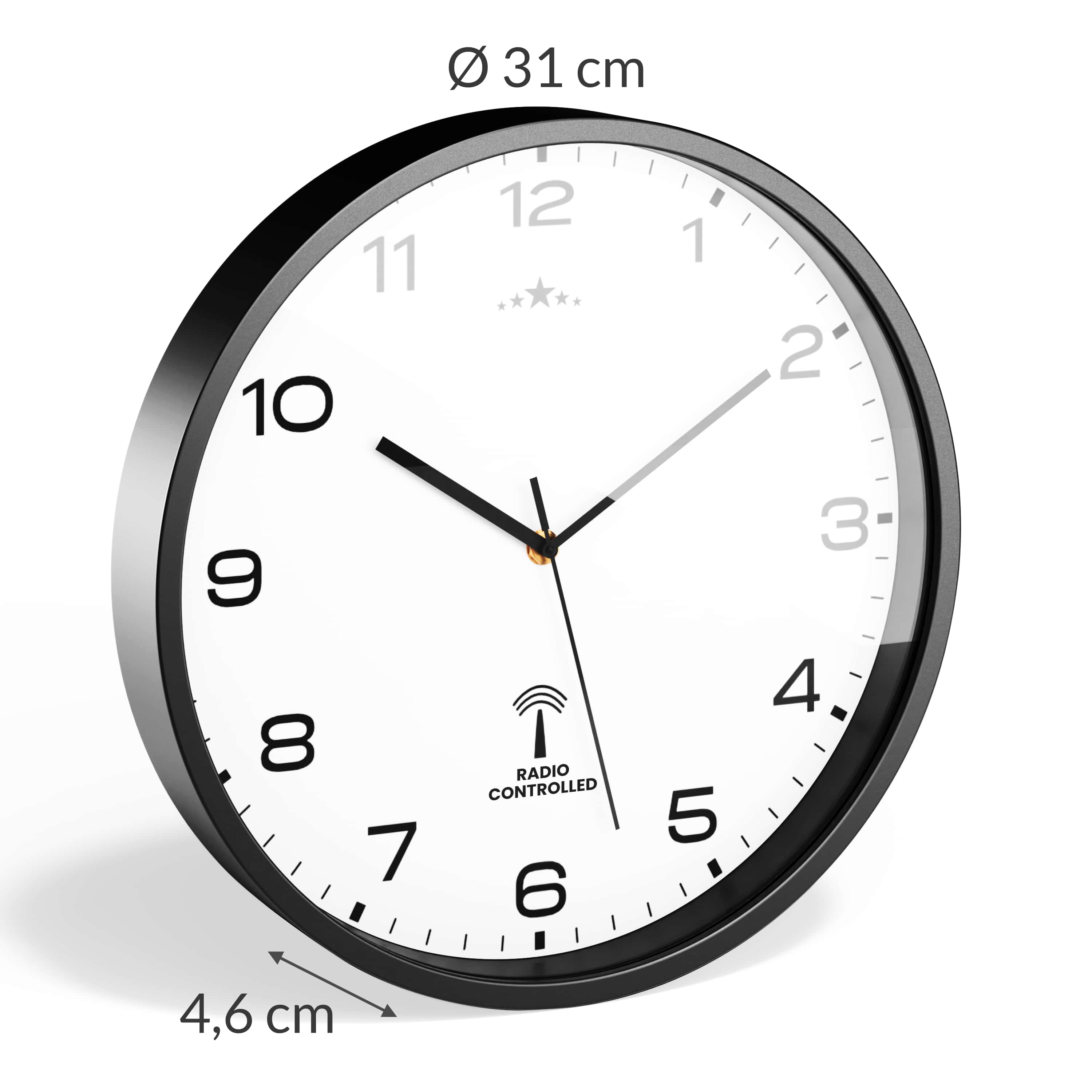 Radiogestuurde\u0020Wandklok\u0020Zwart\u0020\u00D831cm Radiogestuurde\u0020Wandklok\u0020Zwart\u0020\u00D831cm