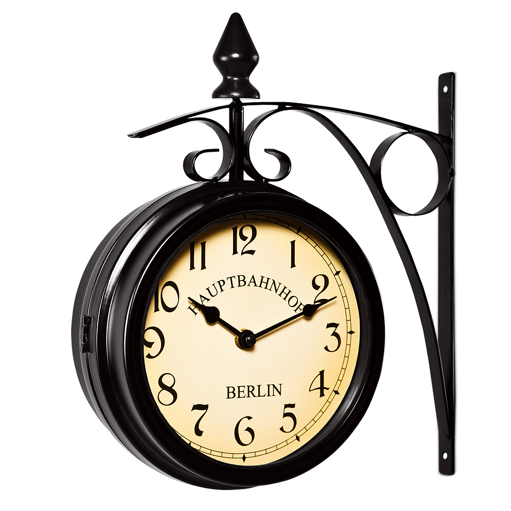 Stationsklok\u0020Retro\u0020Zwart\u0020Tweezijdig Stationsklok\u0020Retro\u0020Zwart\u0020Tweezijdig