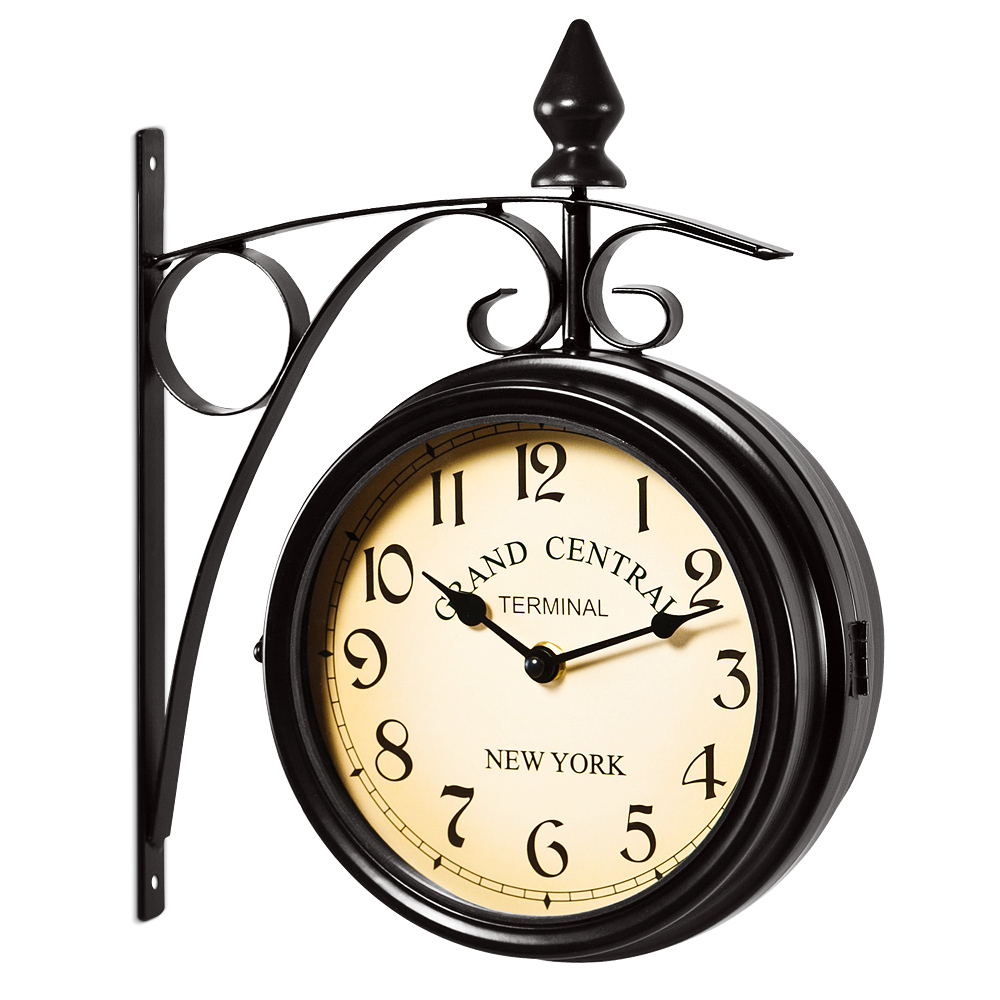 Stationsklok\u0020Retro\u0020Zwart\u0020Tweezijdig Stationsklok\u0020Retro\u0020Zwart\u0020Tweezijdig