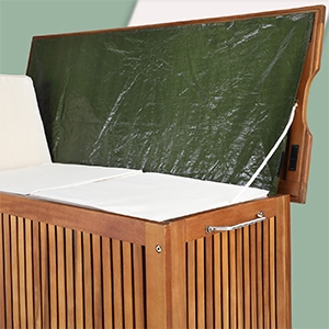 Kussenbox\u0020acaciahout\u0020124x52x58cm\u0020met\u0020Wielen