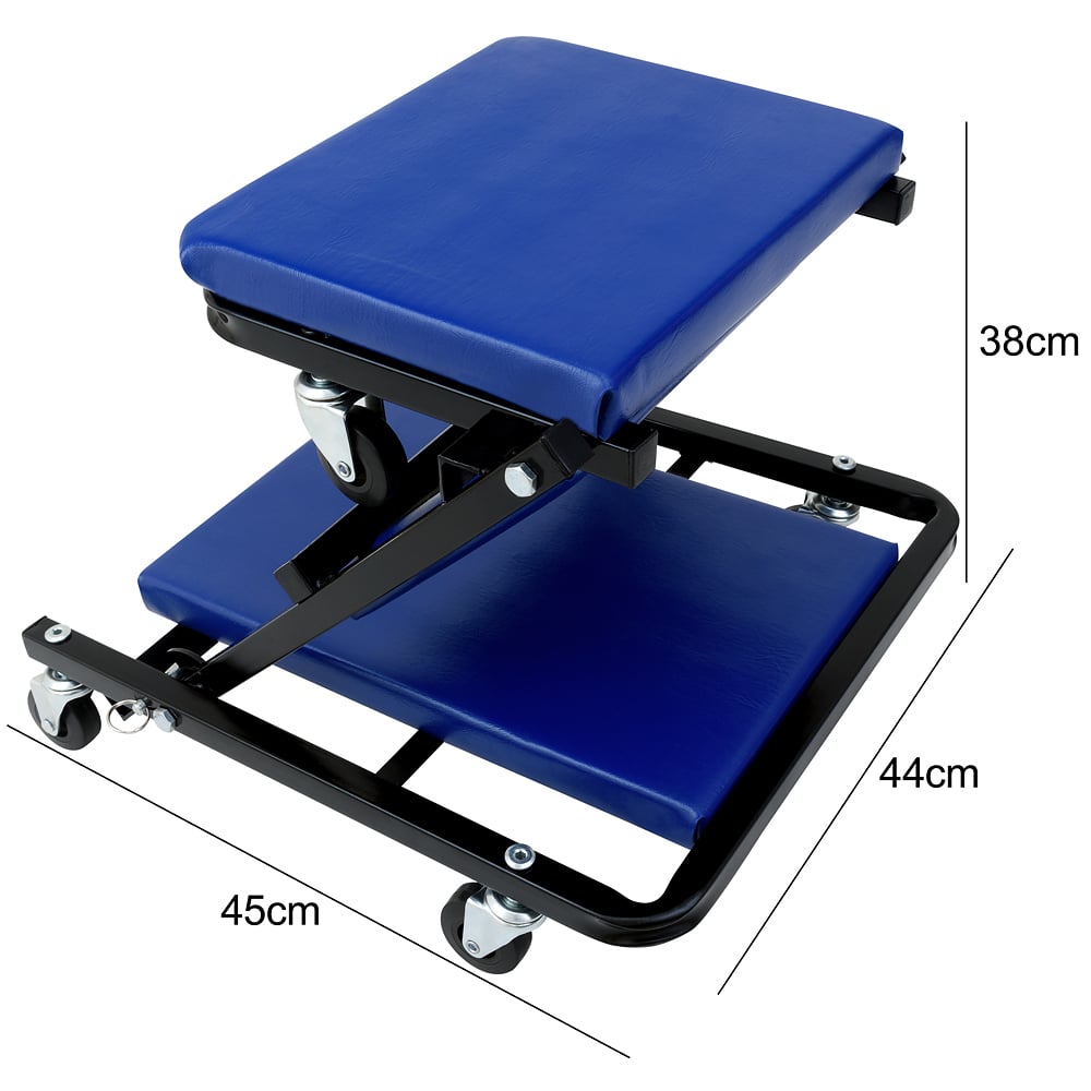 Monteursbed\u0020Blauw\u0020Zwart\u0020Metaal\u002092x44x12cm\u0020Stoel\u0020150kg\u0020
