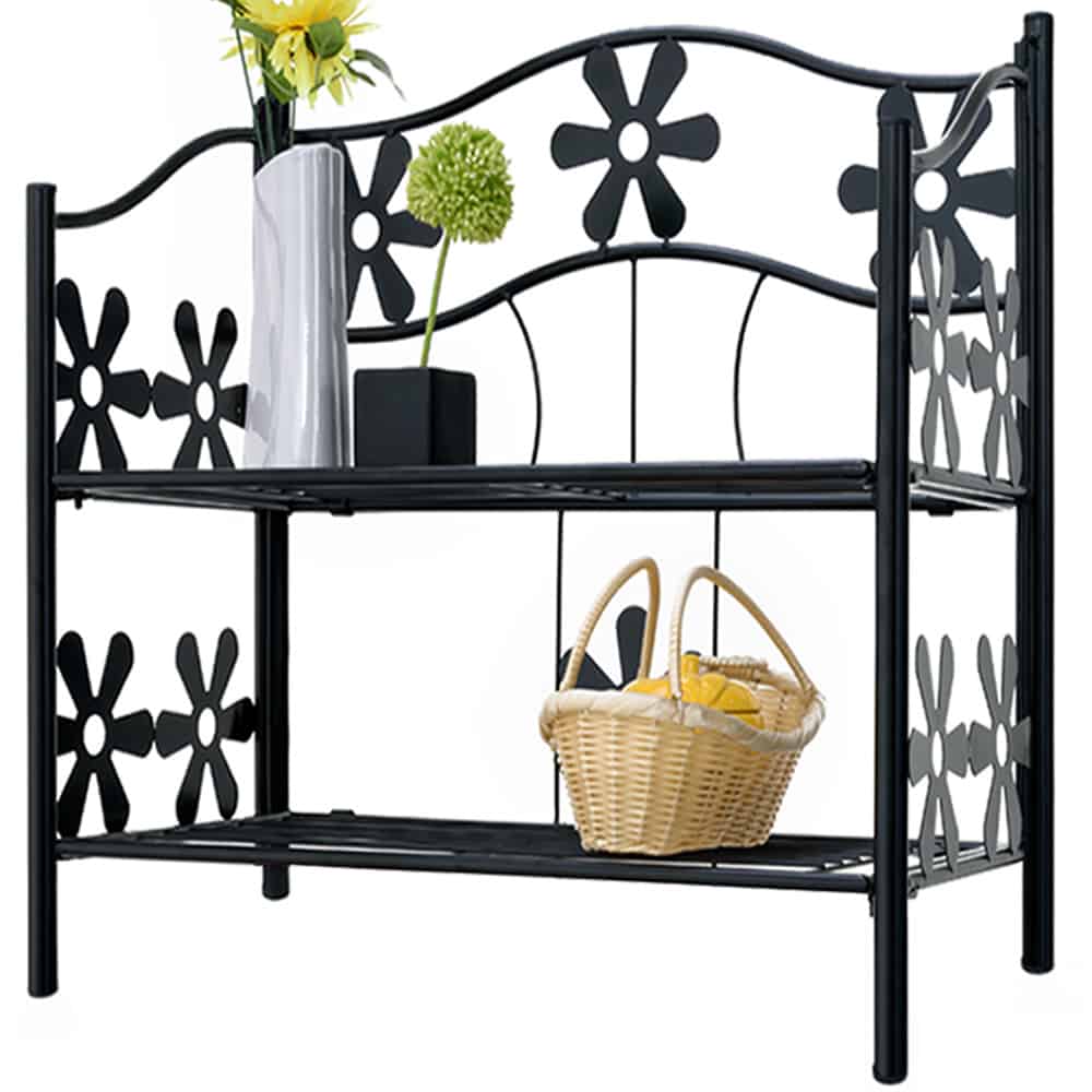 Metalen\u0020plantenrek\u0020met\u00202\u0020legplanken\u0020mat\u0020zwart\u002060x30x50cm